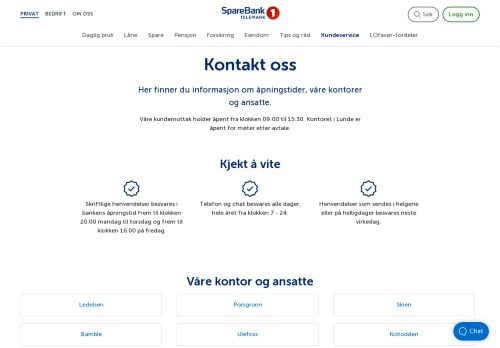 
                            7. Kontakt oss - SpareBank 1 Telemark