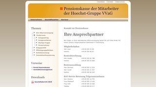 
                            6. Kontakt - Pensionskasse der Mitarbeiter der Hoechst-Gruppe VVaG