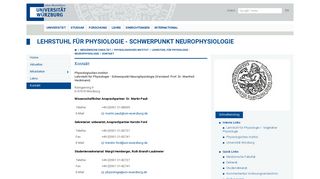 
                            7. Kontakt - Physiologisches Institut - Universität Würzburg