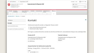
                            3. Kontakt - Staatssekretariat für Migration - Der Bundesrat admin.ch