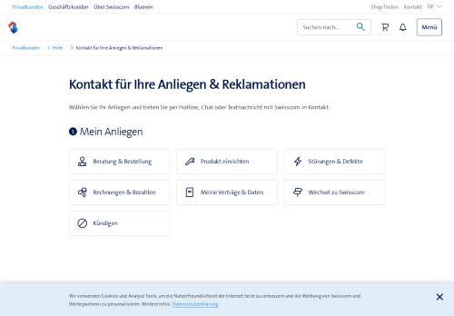 
                            10. Kontakt - Swisscom Hotline