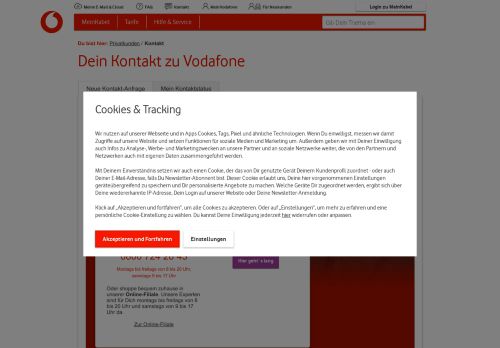 
                            12. Kontakt - Vodafone Kabel Deutschland Kundenportal