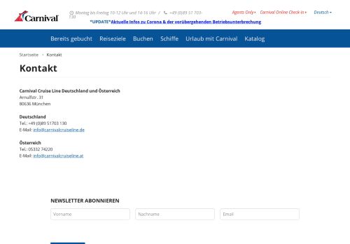 
                            3. Kontakt | www.carnivalcruiseline.de