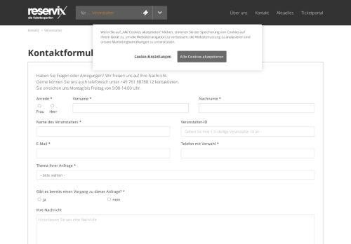 
                            9. Kontaktformular - Reservix GmbH