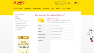 
                            2. Kontaktformular und Kunden-Hotline - LOTTO Niedersachsen