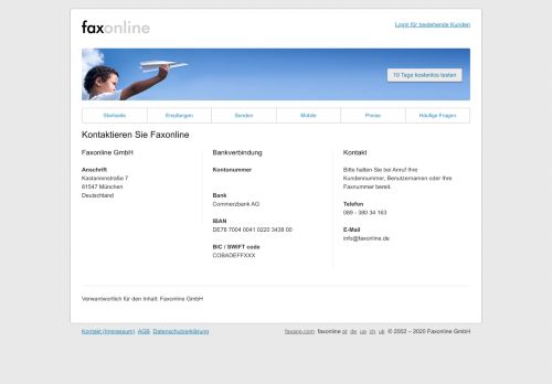 
                            4. Kontaktieren Sie Faxonline - Faxonline