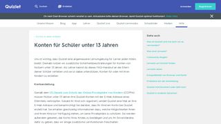 
                            6. Konten für Schüler unter 13 Jahren | Quizlet