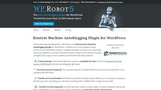 
                            12. Kontent Machine Autoblogging Plugin for WordPress | WP Robot