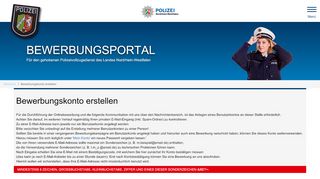 
                            4. Konto anlegen - Bewerbungsportal Polizei NRW