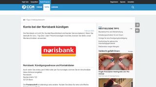 
                            12. Konto bei der Norisbank kündigen - CCM - Recht & Finanzen