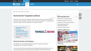 
                            2. Konto bei der Targobank auflösen - CCM - Recht & Finanzen