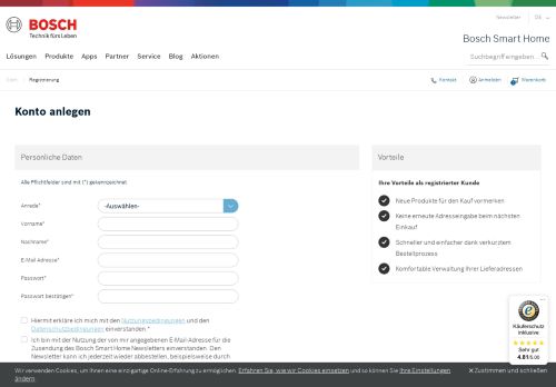 
                            1. Konto erstellen - Bosch Smart Home