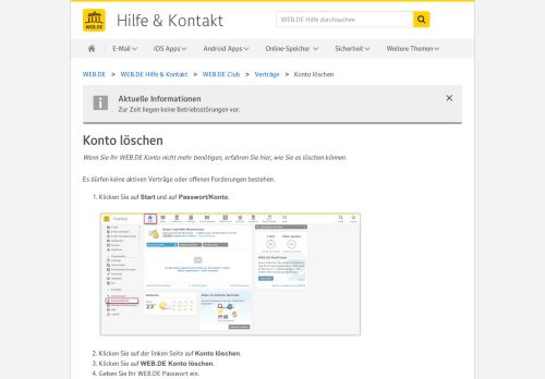 
                            5. Konto löschen - WEB.DE Hilfe & Kontakt