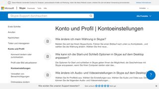 
                            2. Konto und Profil | Kontoeinstellungen - Skype Support