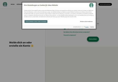 
                            3. Kontoanmeldung: Starbucks Coffee Company - Starbucks.de