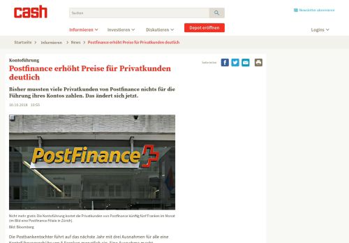 
                            13. Kontoführung - Postfinance erhöht Preise für Privatkunden deutlich ...