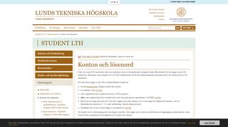 
                            3. Konton och lösenord - Student LTH - Lunds Tekniska Högskola