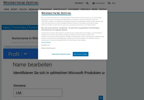 
                            9. Kontoname in Windows 8 ändern - Westdeutsche Zeitung