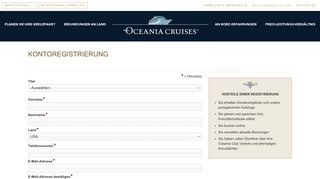 
                            2. Kontoregistrierung | Oceania Cruises