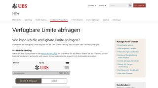 
                            8. Kontosaldo und verfügbare Limite abfragen | UBS Schweiz