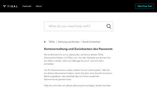 
                            2. Kontoverwaltung und Zurücksetzen des Passworts – TIDAL