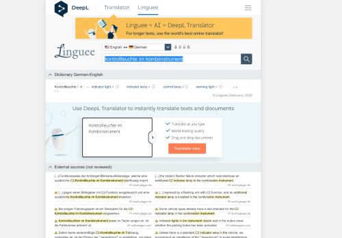 
                            9. Kontrollleuchte im Kombiinstrument - English translation – Linguee