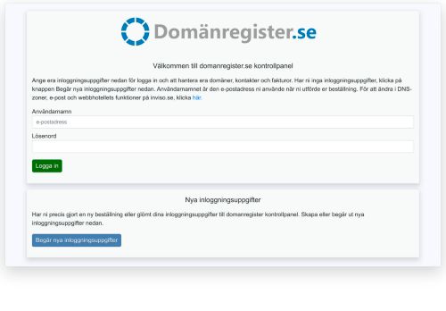 
                            8. Kontrollpanel | domanregister.se