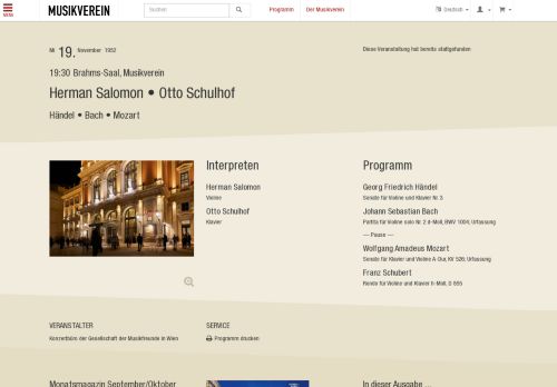 
                            11. Konzert, Herman Salomon • Otto Schulhof - Musikverein