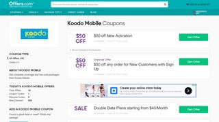 
                            10. Koodo Mobile Coupons & Promo Codes 2019: $50 off