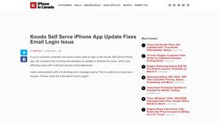 
                            8. Koodo Self Serve iPhone App Update Fixes Email Login Issue ...