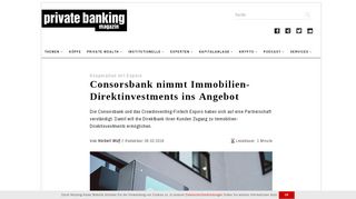 
                            12. Kooperation mit Exporo: Consorsbank nimmt Immobilien ...