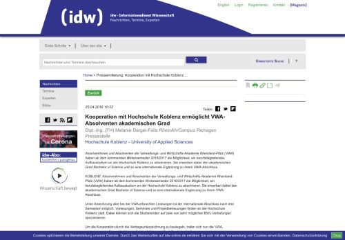 
                            13. Kooperation mit Hochschule Koblenz ermöglicht VWA-Absolventen ...