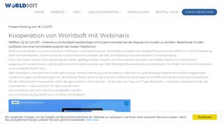 
                            8. Kooperation von Worldsoft mit Webinaris - Worldsoft AG - Smart ...