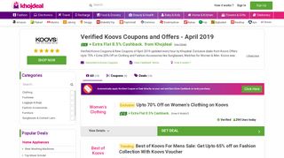 
                            5. Koovs Coupons & Offers: Upto 71% OFF + 14% Extra Cashback Feb 19