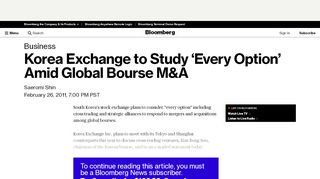
                            10. Korea Exchange to Study 'Every Option' Amid Global Bourse M&A ...