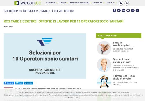 
                            12. Kos Care e Esse Tre: offerte di lavoro per 13 Operatori socio sanitari ...