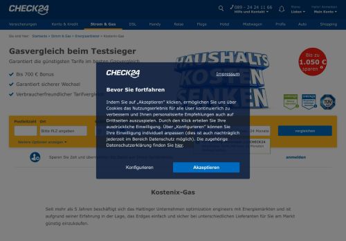 
                            7. Kostenix-Gas: Tarife, Preise und Bewertungen | CHECK24