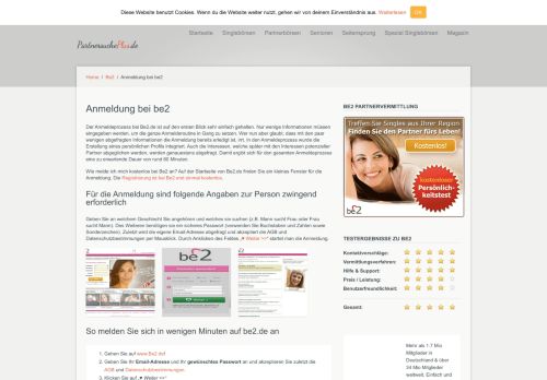 
                            8. Kostenlos bei Be2 als Single anmelden - PartnersuchePlus.de