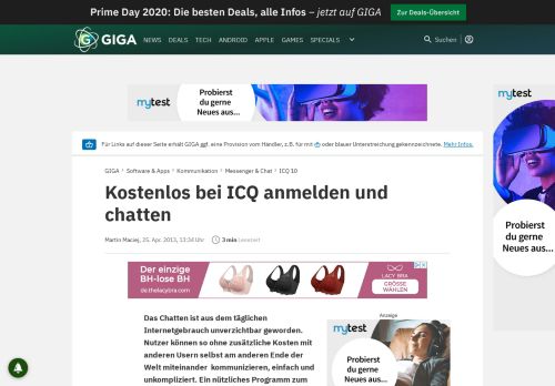 
                            9. Kostenlos bei ICQ anmelden und chatten – GIGA