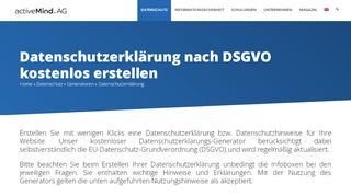 
                            6. Kostenlos Datenschutzerklärung erstellen (nach DSGVO) | activeMind ...