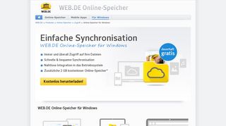 
                            3. Kostenlose Cloud für Windows: WEB.DE Online Speicher für den PC