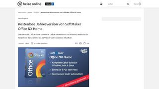 
                            8. Kostenlose Jahresversion von SoftMaker Office NX Home | heise online
