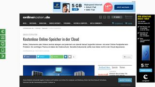 
                            4. Kostenlose Online-Speicher in der Cloud - Onlinekosten.de