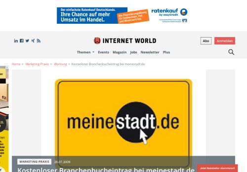 
                            8. Kostenloser Branchenbucheintrag bei meinestadt.de - internetworld ...