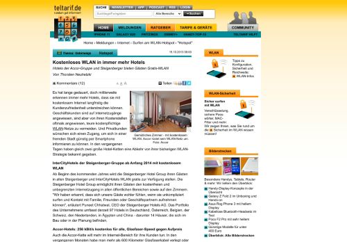 
                            7. Kostenloses WLAN in immer mehr Hotels - teltarif.de News