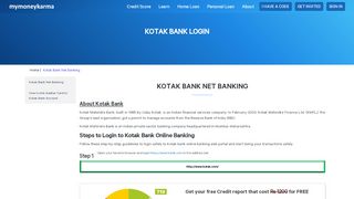 
                            10. Kotak Bank login and net banking details - Mymoneykarma.com