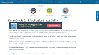 
                            8. Kotak Credit Card Application Status Online - by Customer Care Number