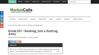 
                            6. Kotak JiFi - Banking, Just a Hashtag Away - Marketcalls