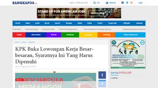 
                            8. KPK Buka Lowongan Kerja Besar-besaran, Syaratnya Ini Yang Harus ...