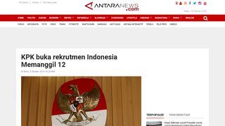 
                            3. KPK buka rekrutmen Indonesia Memanggil 12 - ANTARA News